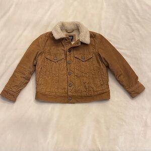 Too cute! GAP Kids Tan Corduroy Jacket with Sherpa Collar, sz XS